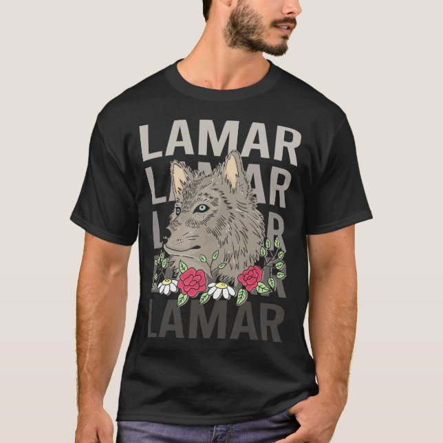 T-shirt Tête de loup - Nom de lamar (Devant)