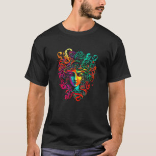 T-shirt Tête de Méduse peinte colorée Cadeau de mythologie