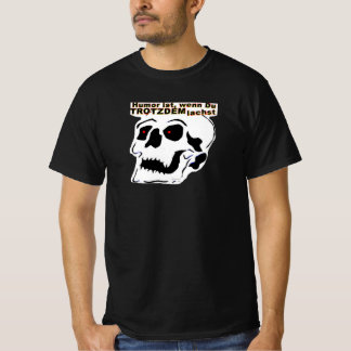 T-shirt Tête de mort avec texte : L'humour est quand même.