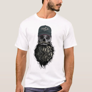 T-shirt tete de mort hipster casquette logo skull barbu cr