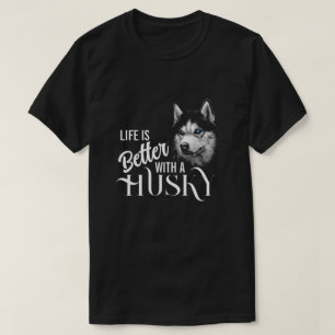 T-shirt Tête de portrait Husky Sibérien Avec Yeux Bleus