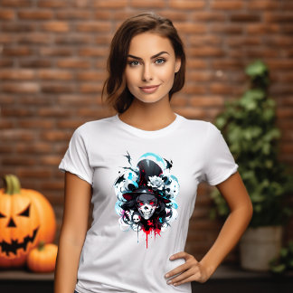 T-shirt Tête de Sorcière en Squelette