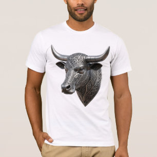 T-shirt Tête de taureau en argent Viking celtique