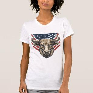 T-shirt Tête de taureau patriotique Gravure vintage Art ve