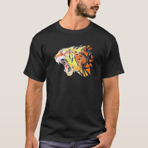 T-shirt Tête de tigre facettée Faune Sauvagerie Prédateur
