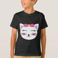Tête de visage de chat Cils Yeux fermés Sourire Ar