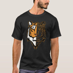 T-shirt Tête de visage de tigre Impression de gros chats M