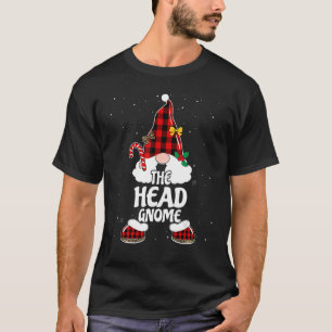 T-shirt Tête Gnome Buffalo Plaid Correspondant Famille Noë