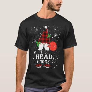 T-shirt Tête Gnome Buffalo Plaid Correspondant Famille Noë