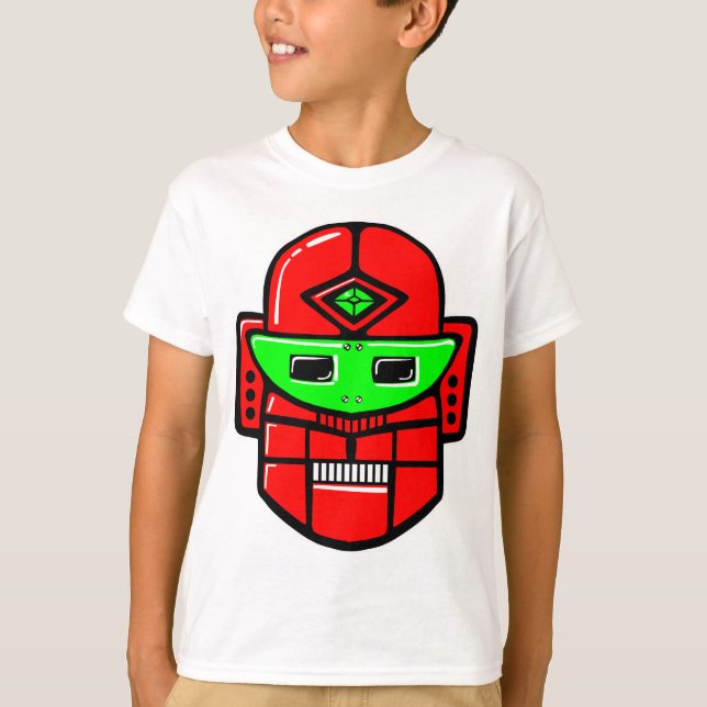 T-shirt Tête robotique rétro - Customisée (Devant)