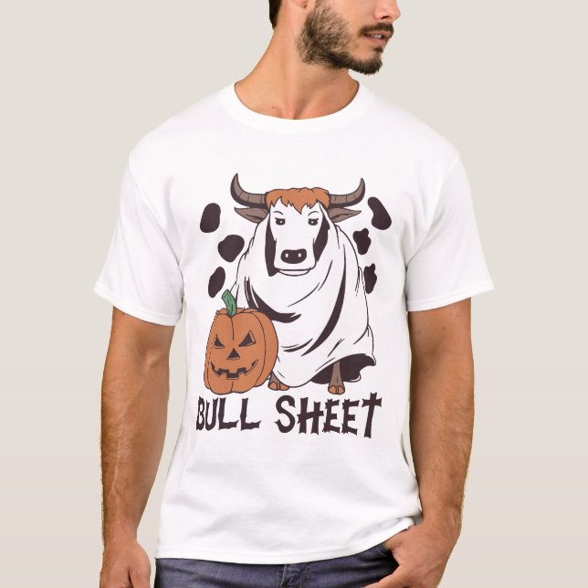 T-shirt Tête Tête Fantôme Vache Halloween Drôle Ceci Est T (Devant)