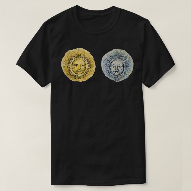 T-shirt Têtes de soleil et de lune (Design devant)