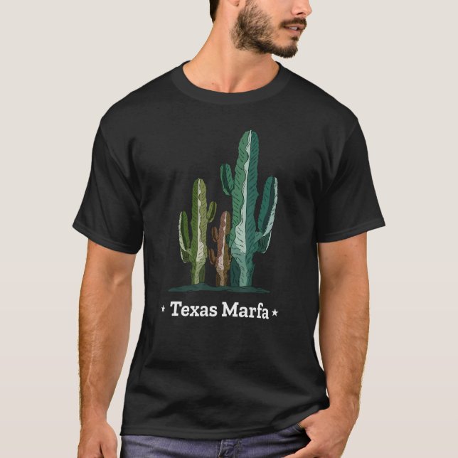T-shirt Texan Desert Cactus Et Texas Marfa (Devant)