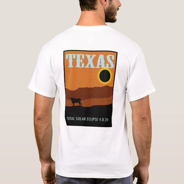 T-shirt Texas Eclipse Travel Poster à deux côtés (Dos)