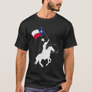 T-shirt Texas Flag Patriotic Texan Cowboy Horseback Riding