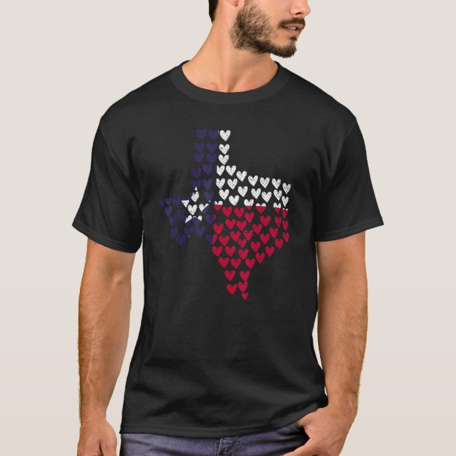 T-shirt Texas Flag Us State Patriotic Texan Pride Hearts T (Devant)