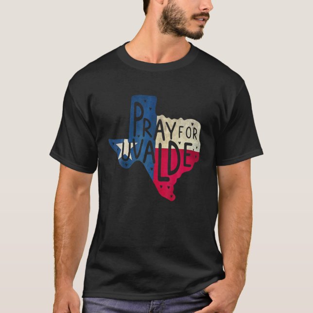 T-shirt Texas Forte Prière pour le Texas Drapeau Carte (Devant)