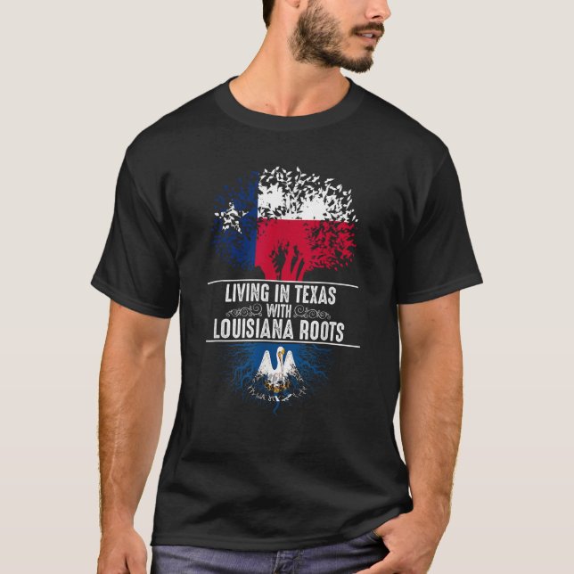 T-shirt Texas Home Louisiana Roots State Tree Flag Shirt L (Devant)