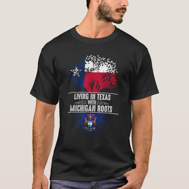 T-shirt Texas Home Michigan Roots State Tree Drapeau Amour (Devant)