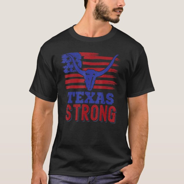 T-shirt Texas Strong Us Drapeau Bullhorn & (Devant)