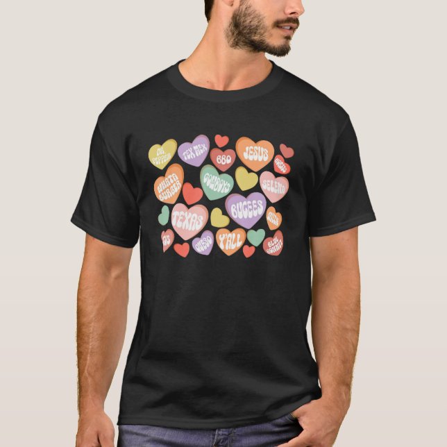 T-shirt Texas Thème Conversation Coeur Valentines Jour Can (Devant)