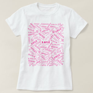 T-Shirt Text Love Multi Language Word Your Colors