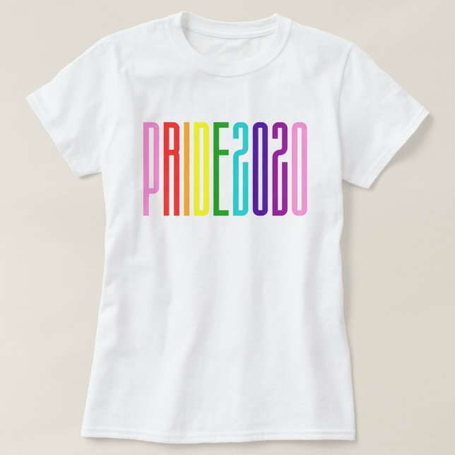 T-shirt Texte arc-en-ciel coloré LGBTQ Gay pride 2020 (Design devant)