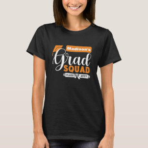 T-shirt Texte blanc et orange L'équipe noire des femmes