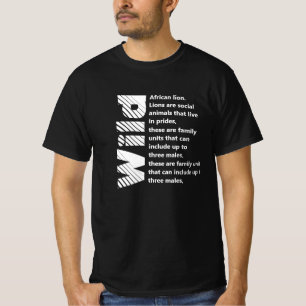 T-shirt Texte blanc l Lion d'Afrique sauvage imprimer à cô