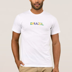 T-shirt Texte Brésil et contour de carte du pays