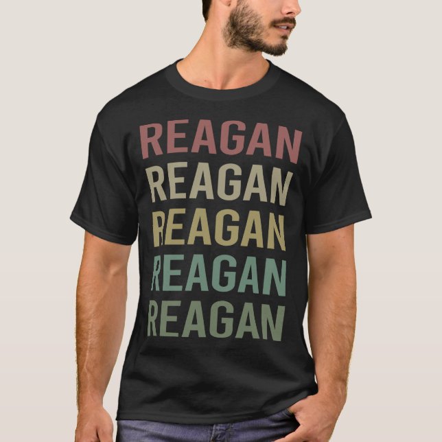 T-shirt Texte coloré Art - Nom Reagan (Devant)