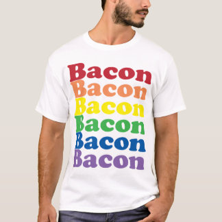 T-shirt texte de couleurs arc-en-ciel bacon drôle