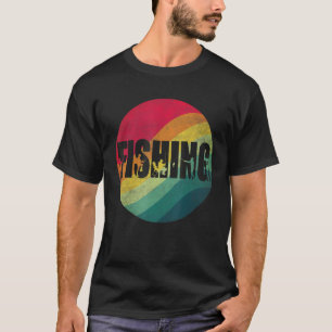 T-shirt Texte De Pêche Coucher De Soleil Rétro Pour Les Pê