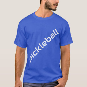 T-shirt Texte de PICKLEBALL blanc diagonal sur le bleu roy