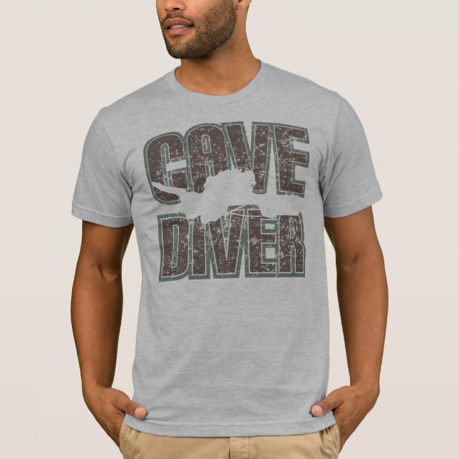 T-shirt texte de plongeur de caverne affligé (Devant)