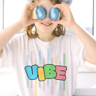 T-shirt texte de type Vibe avec stipes colorées DP