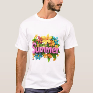 T-shirt Texte d'été avec fleurs
