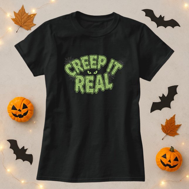 T-shirt Texte Éffrayant Halloween mince et amusant ; Creep (Créateur téléchargé)
