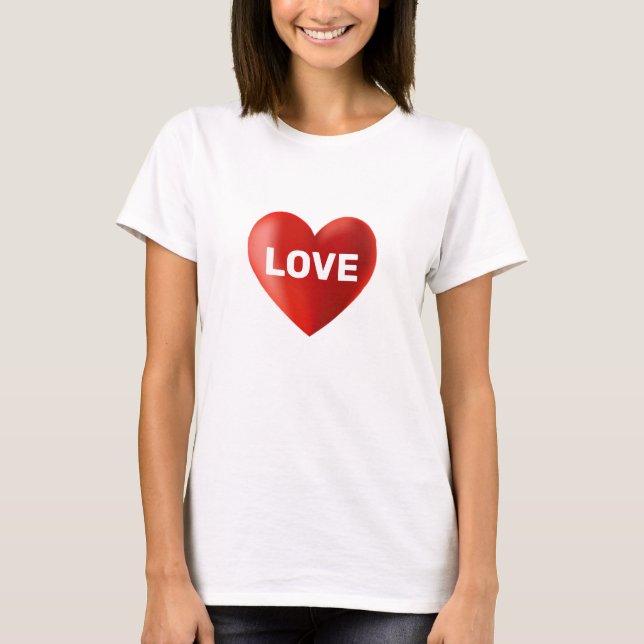 T-shirt Texte et coeur d'amour moderne (Devant)