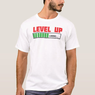T-shirt Texte Level Up avec une barre de progression verte