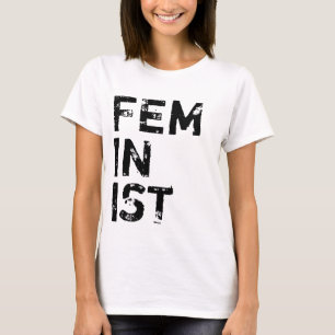 T-shirt Texte noir affligé "féministe"