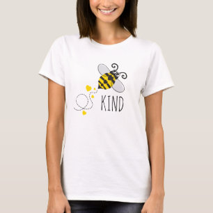 T-shirt Texte noir d'abeille mignonne de coeurs ou fait