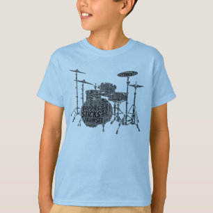 T-shirt Texte noir de l'art Word en forme de tambour