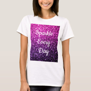 T-shirt Texte ombré violet rose pailleté scintillant tous 