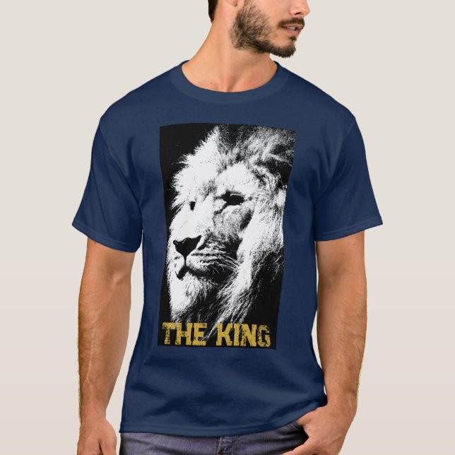 T-shirt Texte Personnalisé Animal Lion Face Mens Manches C (Devant)