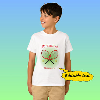 T-shirt Texte personnalisé de l'as de tennis rouge