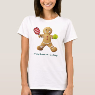 T-shirt Texte personnalisé Pickleball Gingerbread Cheval