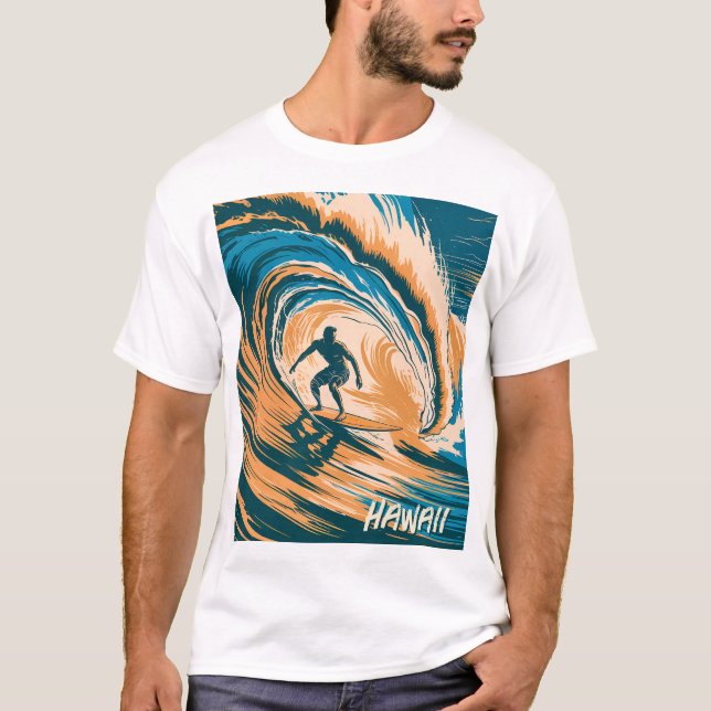 T-shirt Texte personnalisé Surfer Surf Vagues Rétro minima (Devant)