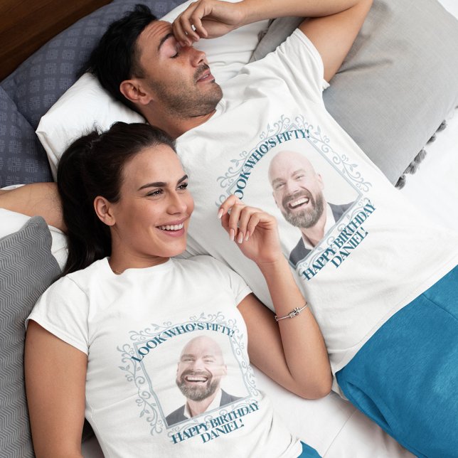T-shirt Texte photo personnalisé | Créez votre propre 50e  (Créateur téléchargé)
