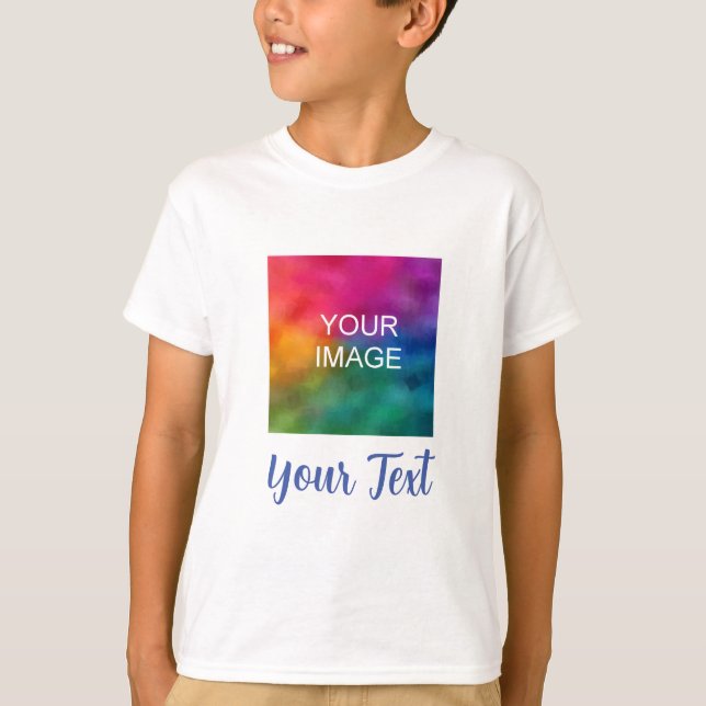 T-shirt Texte Photo Personnalisé Enfants Garçons Script de (Devant)